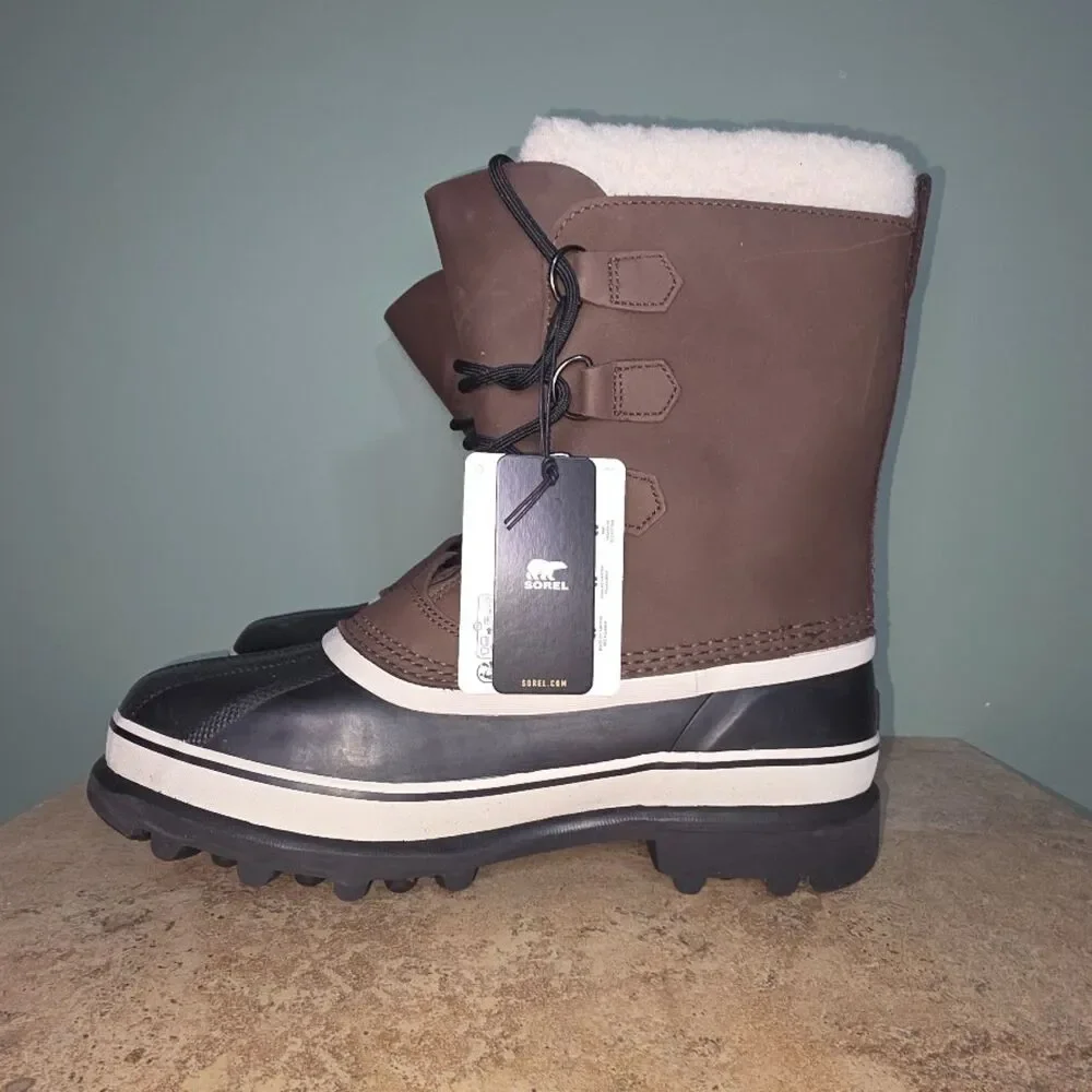 Sorel Men’s Caribou WP Winter Boots Size 9 Buff Tan Waterproof Snow NIB 1002871